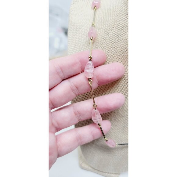 Vintage Gold tone Pink and White Marbled Glass Choker necklace - Picture 2 of 3